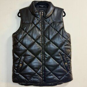 Zenana Black Quilted Faux Leather Puffer Vest Xl with Snap Pockets & Zipper Clos